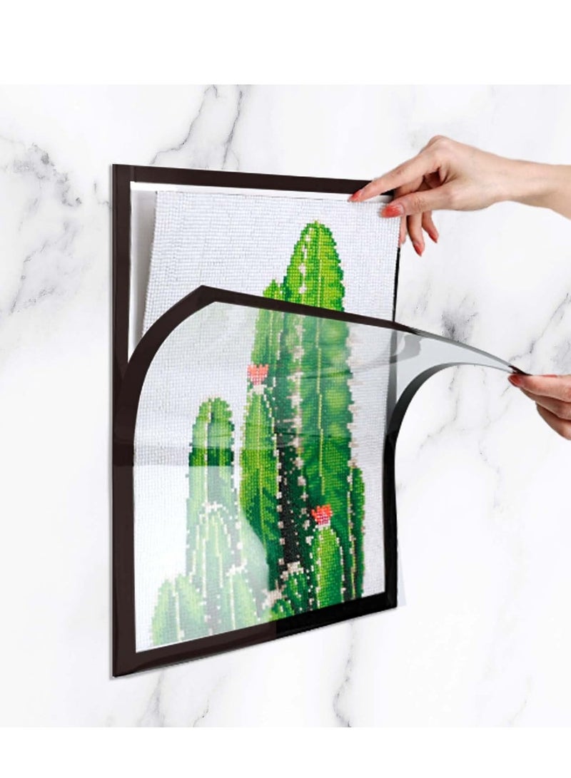 Excefore 4 PCS Diamond Painting Frames, 25 x 35 cm Self-Adhesive Picture Frame, Self Adhesive Magnetic Frames for Wall Window Door Black, Home Office Decor - Image 5