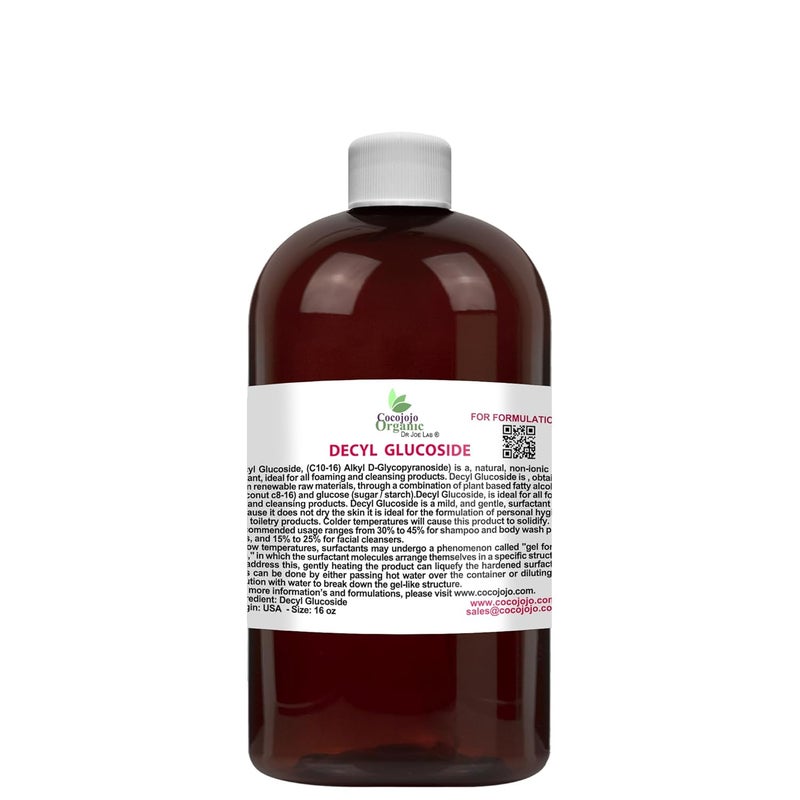 Dr Joe Lab دكتور جو لاب ديسيل جلوكوزيد مادة خافضة للتوتر السطحي طبيعية لمستحضرات صنع الصابون لوريل جلوكوزيد جل استحمام DIY للعناية بالبشرة غسول للجسم والوجه مستخلص من النباتات 16 أونصة