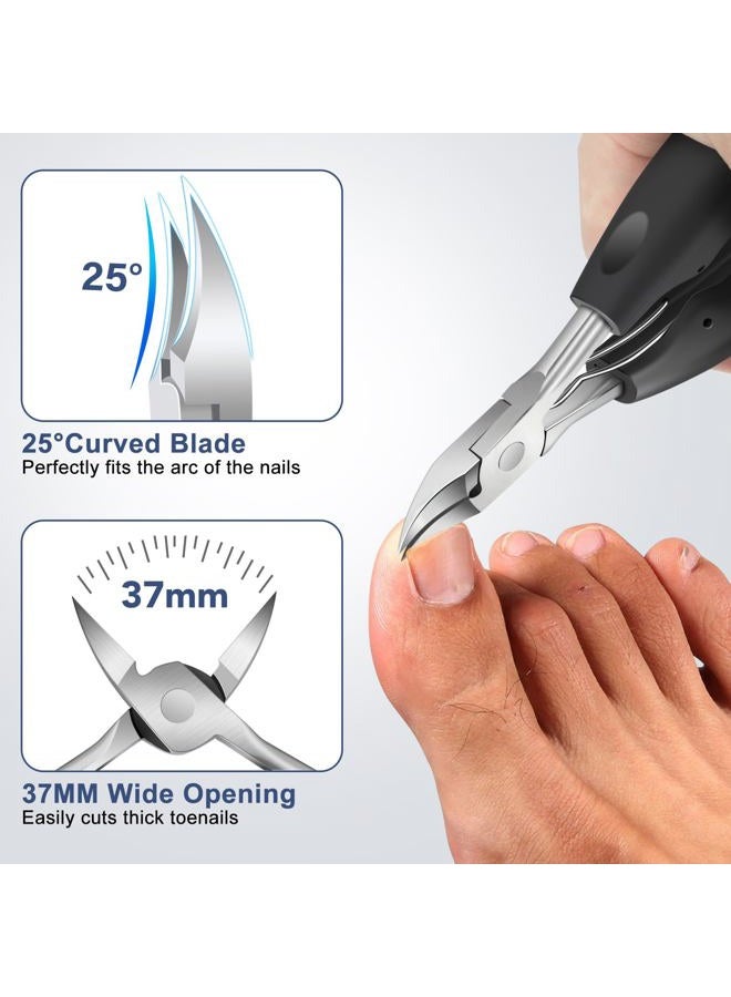 DRMODE مقص أظافر القدم لكبار السن للأظافر السميكة - مقص أظافر كبير بفك واسع للأظافر السميكة، مقص أظافر ثقيل حاد محترف للرجال وكبار السن مع حقيبة جلدية - Image 2