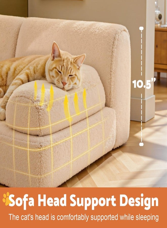 Gimars Upgrade Large Cat Bed for Indoor Cats -Added 10% More Stuff Sponge, Orthopedic Pet Couch Beds with Bolstered Edges, Fluffy Washable & Removable Cover, Anti Slip Base - Image 5