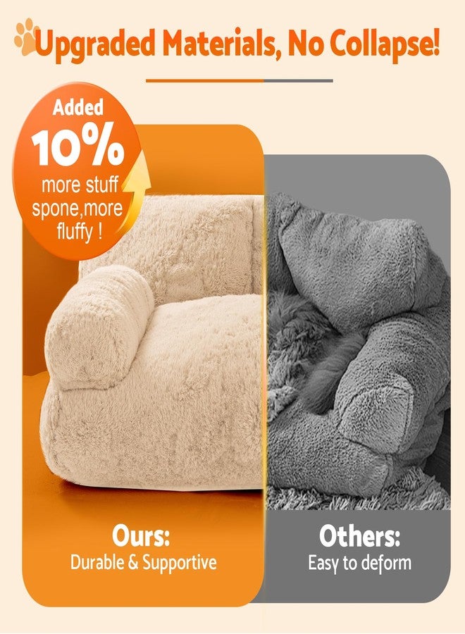 Gimars Upgrade Large Cat Bed for Indoor Cats -Added 10% More Stuff Sponge, Orthopedic Pet Couch Beds with Bolstered Edges, Fluffy Washable & Removable Cover, Anti Slip Base - Image 3