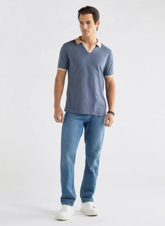 Splash FAV Colourblock Polo T-shirt with Short Sleeves