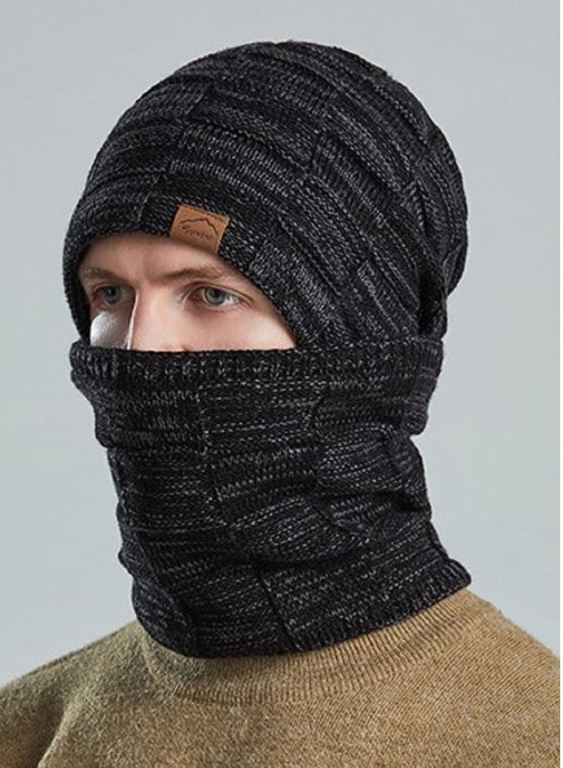 Joychic 2pcs Women Mens Winter Beanie Hats Scarf Set Warm Knit Hats Skull Cap Neck Warmer with Thick Fleece Lined Winter Outdoor Sports Hat Sets Black - Image 4