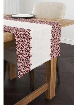Cango Home Claret Red Cream Ramadan Themed Decorative Patterned Digital Printed Runner CGH1318-RN  - Image 1