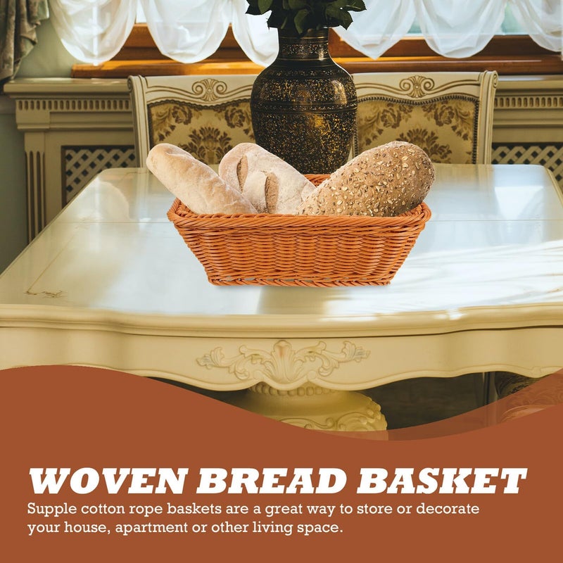 Plastic Woven Bread Basket Fruit Storage Organizer 30Cm Kitchen Dining Serving - Image 5