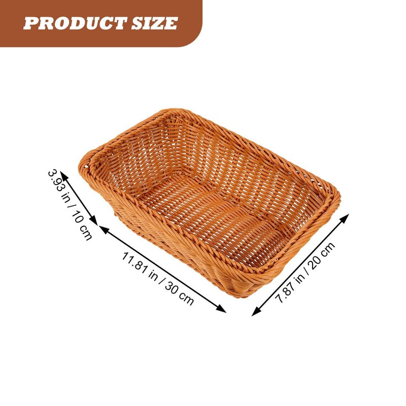 Plastic Woven Bread Basket Fruit Storage Organizer 30Cm Kitchen Dining Serving - Image 3