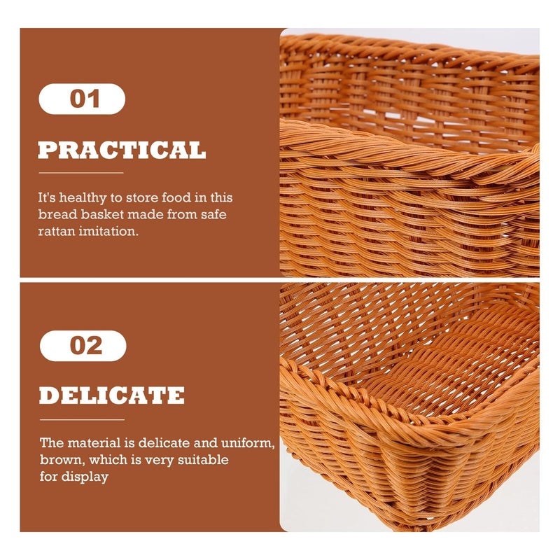 Plastic Woven Bread Basket Fruit Storage Organizer 30Cm Kitchen Dining Serving - Image 4