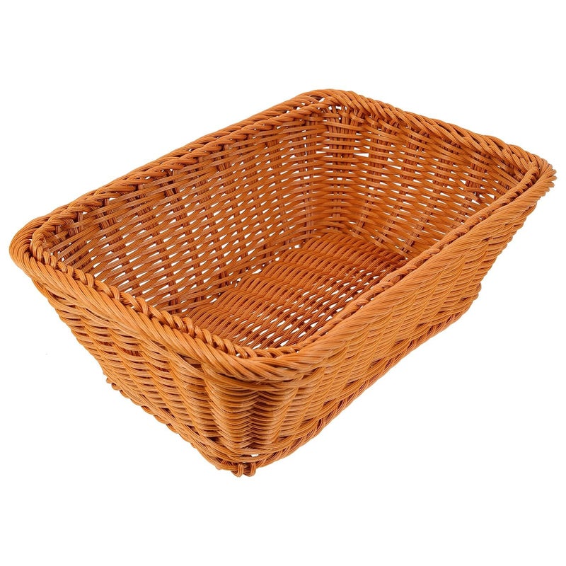 Plastic Woven Bread Basket Fruit Storage Organizer 30Cm Kitchen Dining Serving - Image 2