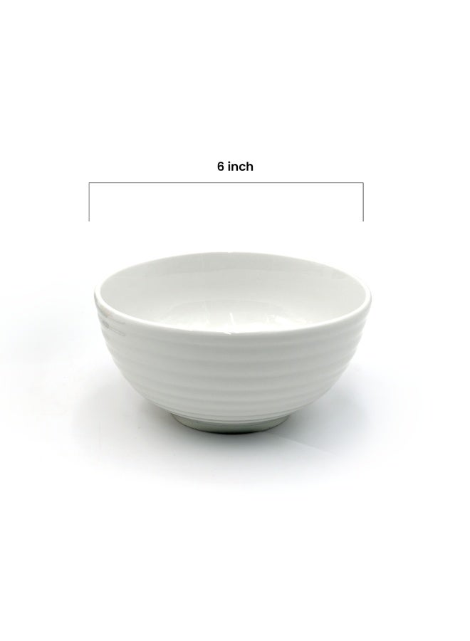4pc White Ceramic Bowl Set Ripple Lightweight Microwave Safe Multipurpose Tableware for Daily Use Snacks Fruits Meal Preparation Essentials Kitchen Serving Bowls Home Dining Set - Image 5