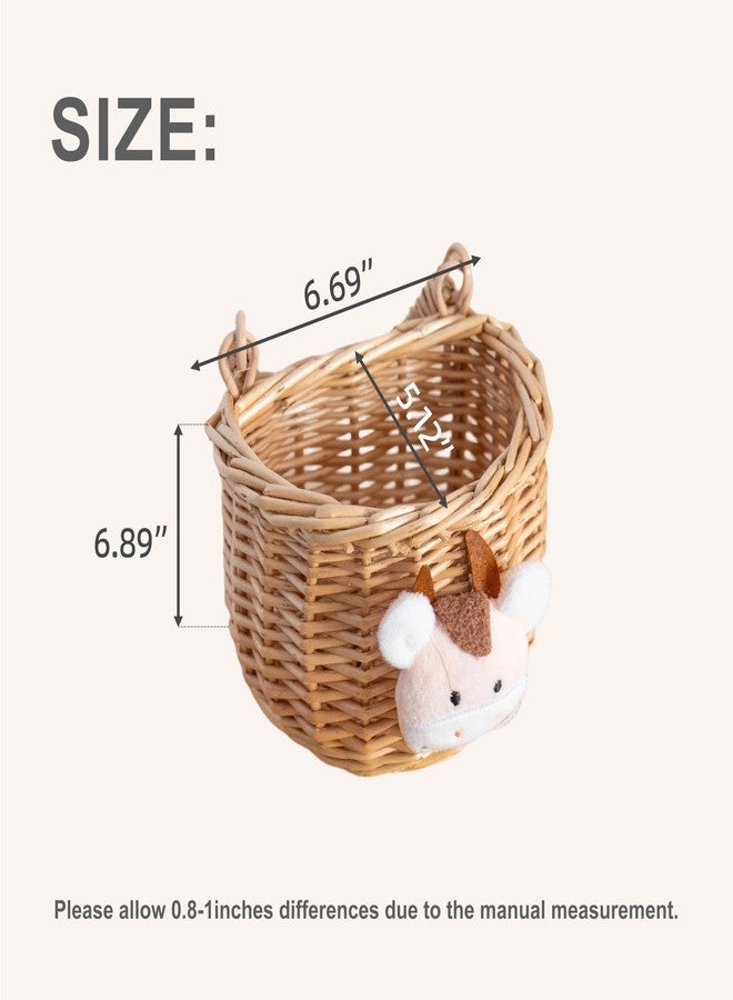 SHCMSADO Wicker Hanging Wall Basket, Woven Hanging Basket, Door Baskets for Flowers Front Door, Wall Organizer for Entryway, Kitchen, Living Room, Garden, Farmhouse Decor - Image 2