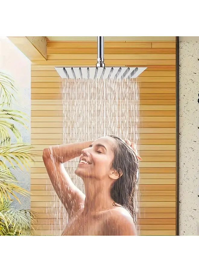 8 Inch Chromium Heavy Duty Stainless Steel Rainfall Shower Head With Extended Arm - Image 1