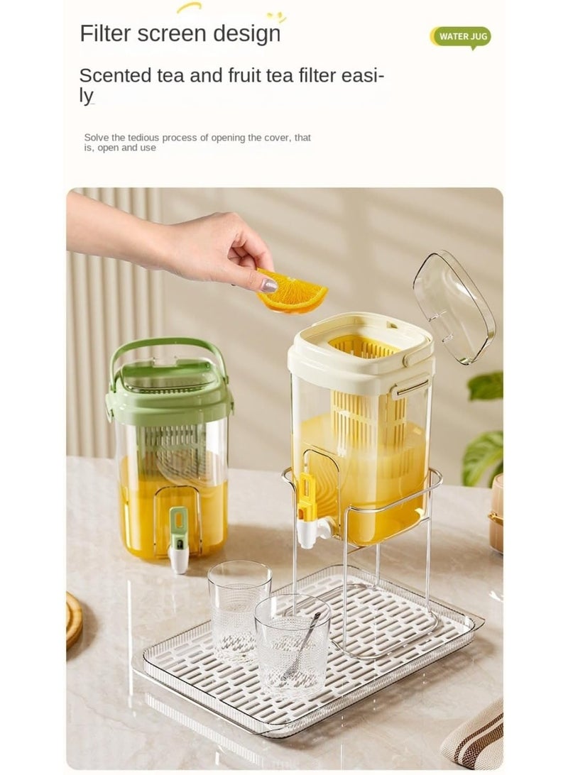 هومستر براد مشروبات 2 لتر بفلتر وصنبور - إبريق تسريب غير قابل للانزلاق مع حامل وصينية، للمشروبات الباردة والشاي المثلج والليموناضة - Image 4