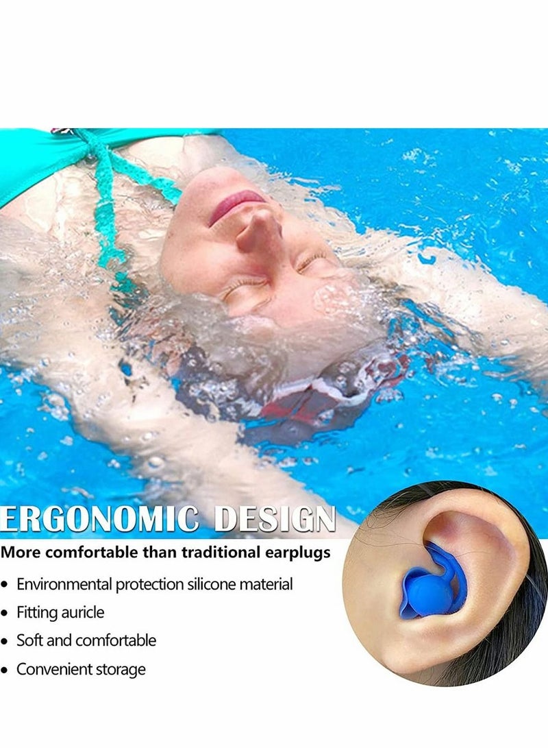 Excefore Swimming Earplugs 3 Pairs, Upgraded Design of Silicone Waterproof Earplugs, Reusable for Swimming, Surfing and Other Water Sports, for Adults and Kids (2 Black, 1 Blue)  - Image 4