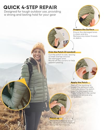 ZEFFFKA Nylon SelfAdhesive Repair Patches 8 Pack Waterproof Durable 5x7 Inch Fabric Patches for Jackets Tents Backpacks Sleeping Bags Clothing 8 Assorted Colors No Ironing Easy Fix - Image 3