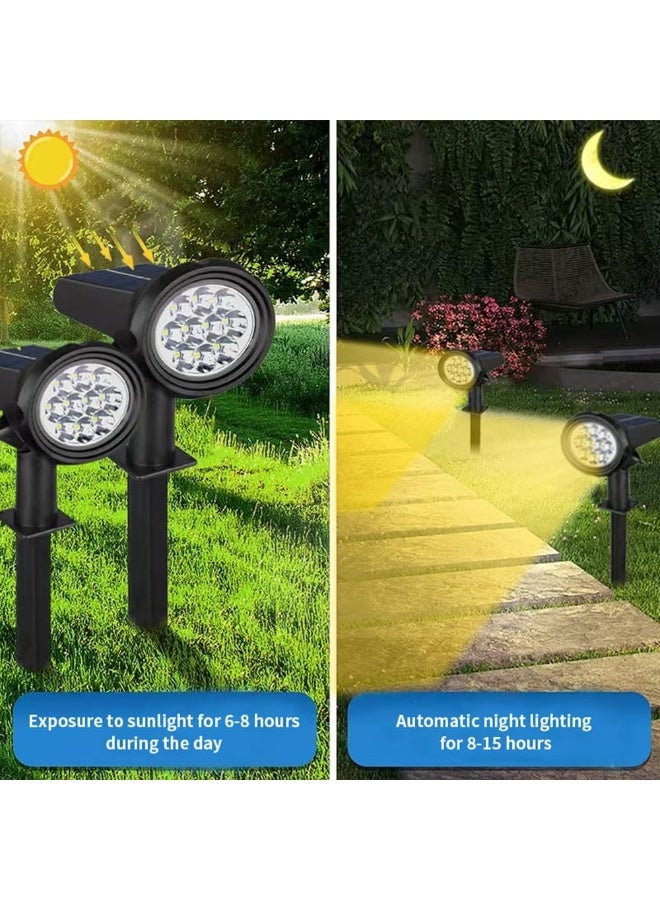 Arabest 2 Pack Outdoor Solar Courtyard Supplementary Lighting Spotlight, Garden Plant Decoration Atmosphere Warm Lamp, 3-mode Warm Lights Eye Protection Path Ground Plug Light. - Image 3