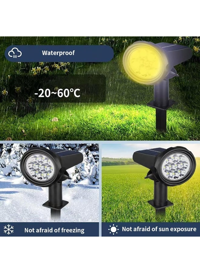 Arabest 2 Pack Outdoor Solar Courtyard Supplementary Lighting Spotlight, Garden Plant Decoration Atmosphere Warm Lamp, 3-mode Warm Lights Eye Protection Path Ground Plug Light. - Image 4
