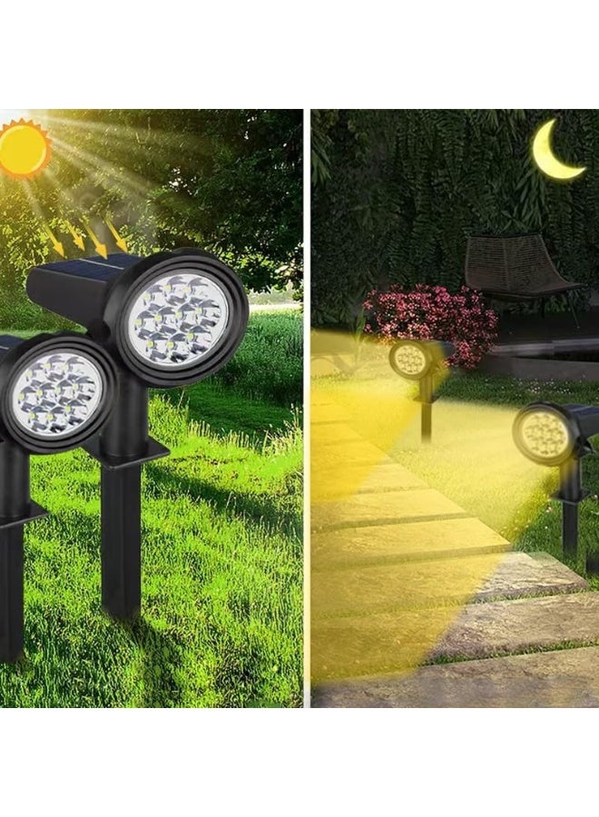 Arabest 2 Pack Outdoor Solar Courtyard Supplementary Lighting Spotlight, Garden Plant Decoration Atmosphere Warm Lamp, 3-mode Warm Lights Eye Protection Path Ground Plug Light. - Image 1