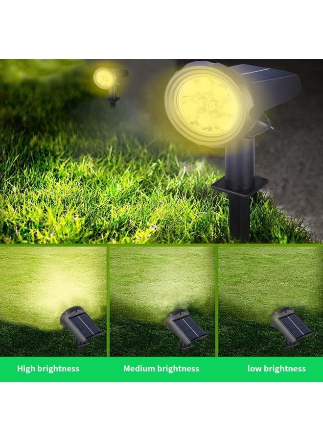 Arabest 2 Pack Outdoor Solar Courtyard Supplementary Lighting Spotlight, Garden Plant Decoration Atmosphere Warm Lamp, 3-mode Warm Lights Eye Protection Path Ground Plug Light. - Image 2