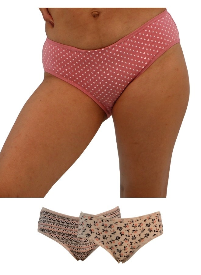 JOANNA JOANNA N068 Women's Multiple Design Mid Rise 3-Pack Panties, Multicolor  - Image 1