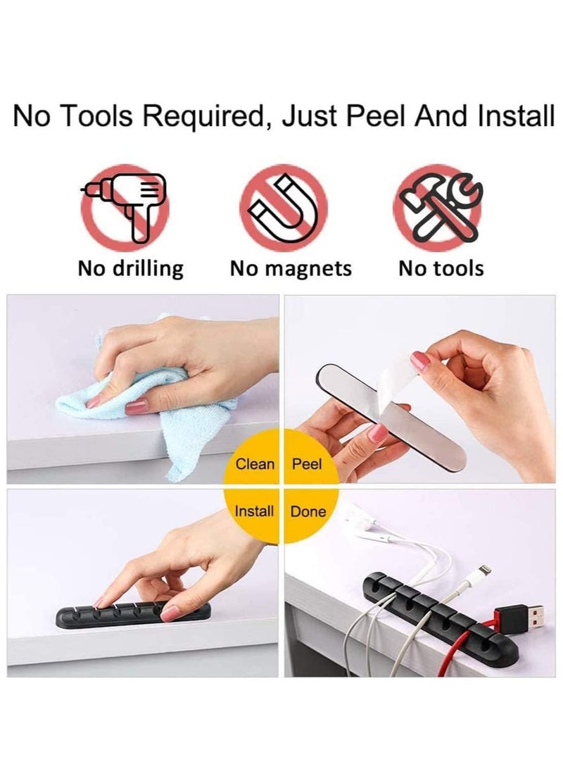 KASTWAVE 3 Pack Cable Management Cord Organiser Clips Silicone Self Adhesive for USB Charging Cable Power Cord Mouse Cable Wire PC Office Home - Image 5