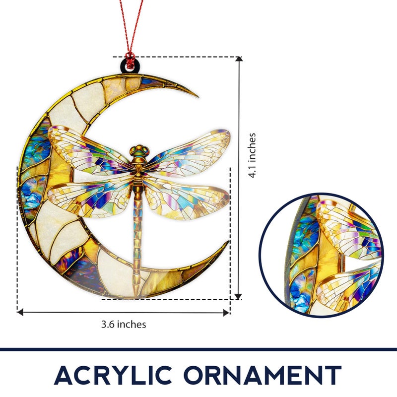 MAILAMCRAFT Dragonfly Gifts for Women, Dragonfly Moon Ornament for Christmas Tree Decoration, Birthday Gift for Mom, Mama Gifts Decor, Hanging Car Charm, Symbol of Love, Hope & Transformation - Image 3