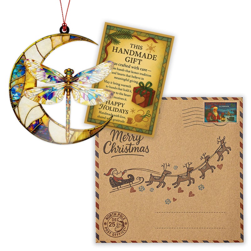 MAILAMCRAFT Dragonfly Gifts for Women, Dragonfly Moon Ornament for Christmas Tree Decoration, Birthday Gift for Mom, Mama Gifts Decor, Hanging Car Charm, Symbol of Love, Hope & Transformation - Image 5