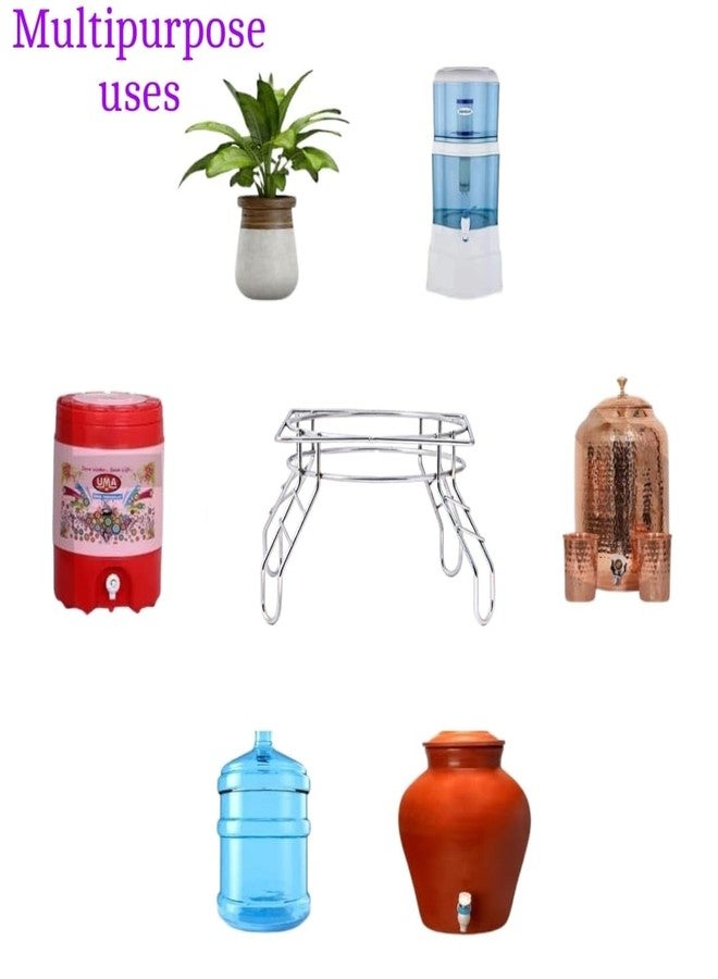 GLOCY Matka stand for Water Pot | Pot stand for kitchen | Modern kitchen accessory | Multipurpose kitchen stand | Heavy Stainless Steel matka Stand|Plant Containers| Space saving pot rack(Silver) - Image 4