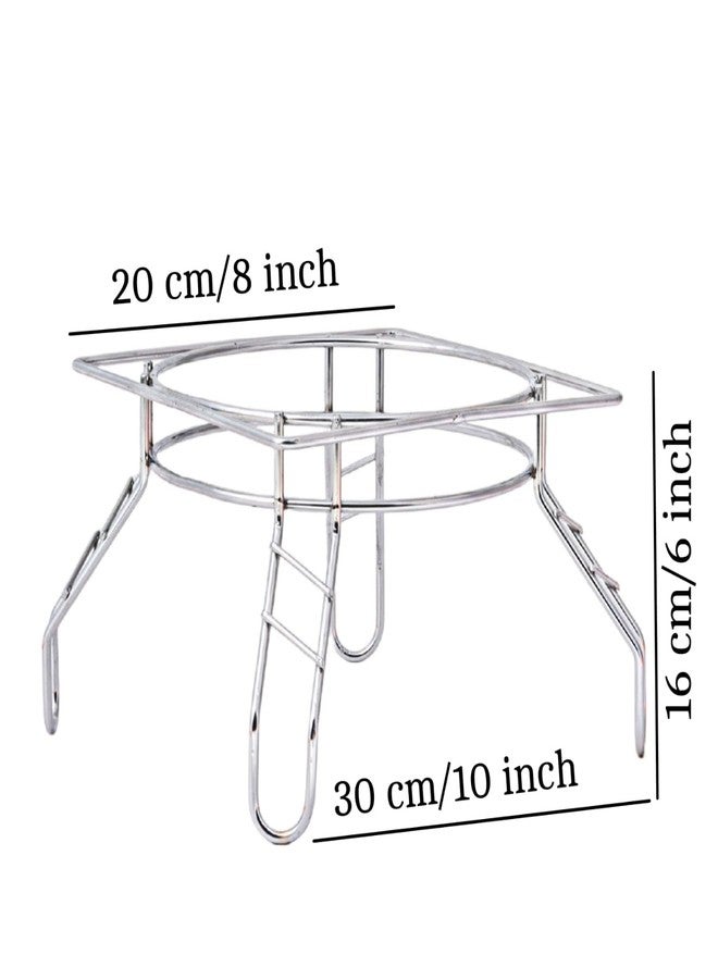 GLOCY Matka stand for Water Pot | Pot stand for kitchen | Modern kitchen accessory | Multipurpose kitchen stand | Heavy Stainless Steel matka Stand|Plant Containers| Space saving pot rack(Silver) - Image 2