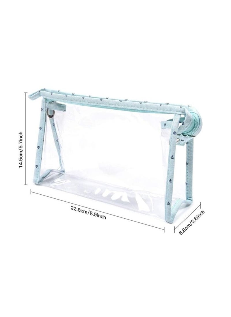 ORiTi ORiTi Cosmetic Bags Clear Makeup Pouch Bags Toiletry Bag Set of 3 Different Sizes ,Portable Zipper Cute Cosmetic Travel Bag Makeup Brush Bag Pouch for Women Girls (01 Blue)  - Image 4