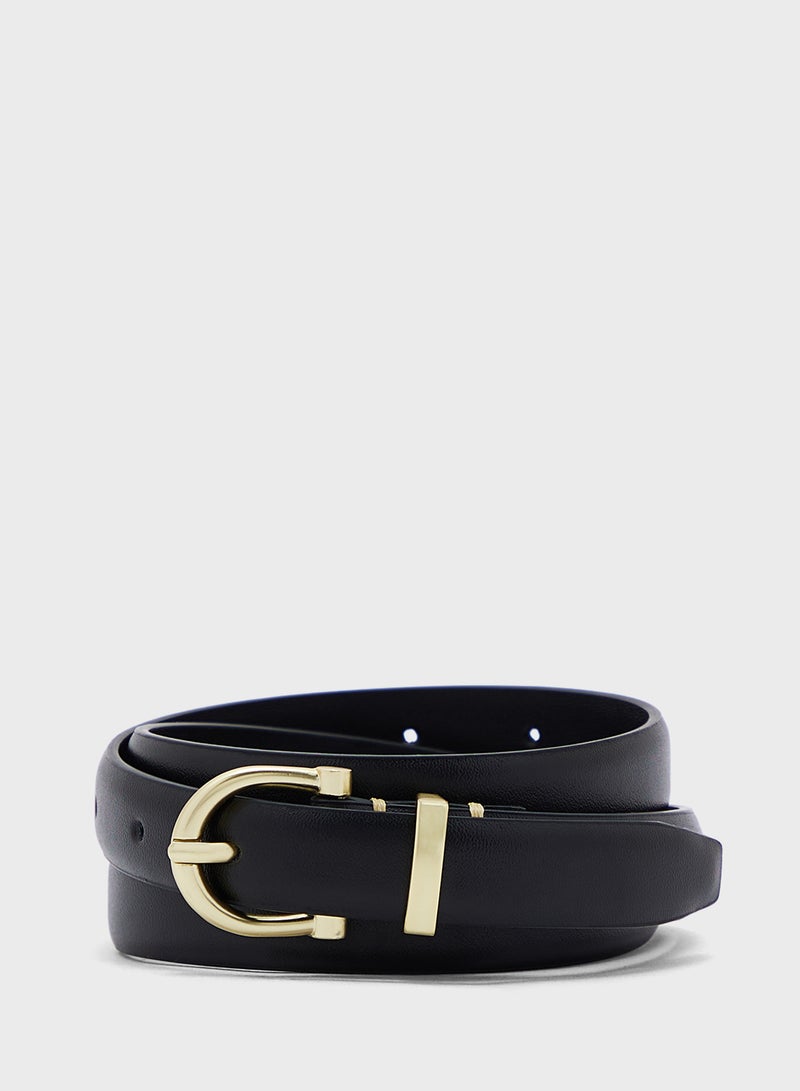 ELLA 2 Pack Genuine Leather D Shape Buckle Belt - Image 2