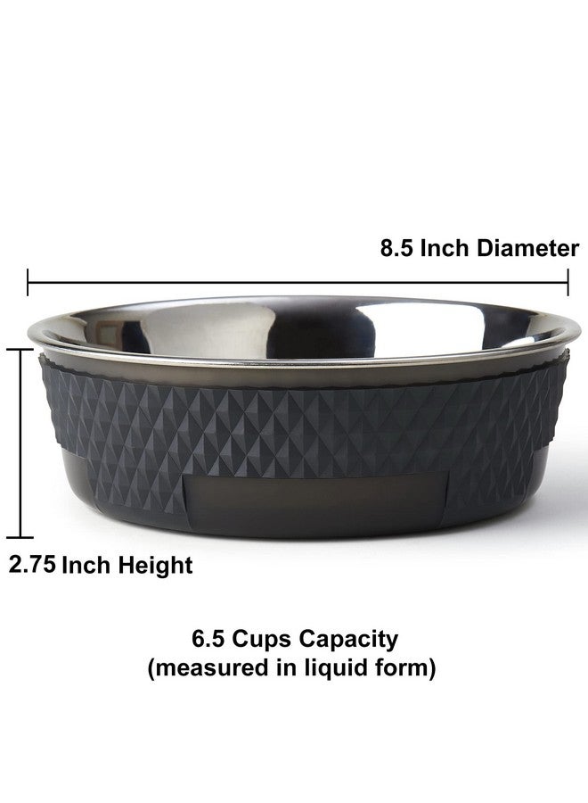 PetRageous 16020 Kona Stainless Steel Non-Slip Dishwasher-Safe Dog Bowl 6.5-Cup 8.5-Inch Diameter 2.75-Inch Tall for Large and Extra Large Dogs and Cats, Grey - Image 2
