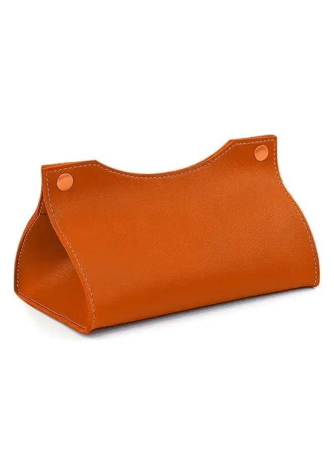 Off White V Neck Faux Leather Tissue Box Holder Modern Home Office Decor - Image 5