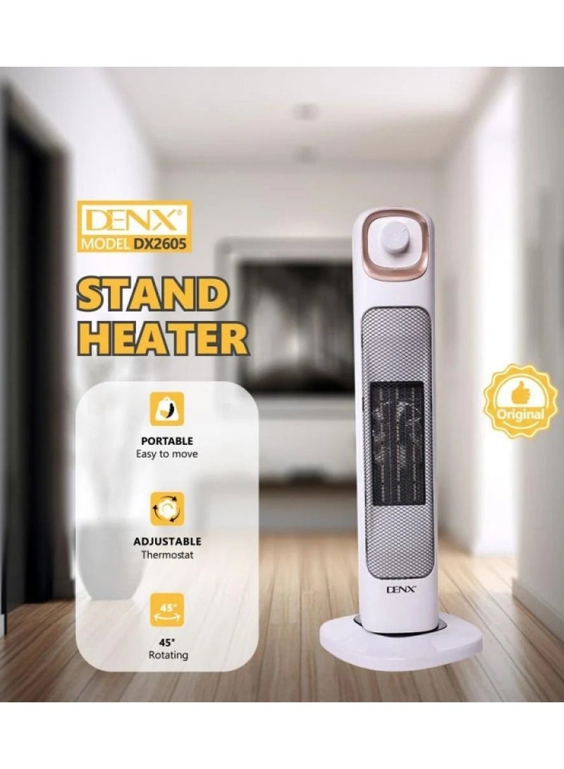 DENX DX2605 Stand Heater – 45° Rotating Base, Adjustable Thermostat, Stylish & Portable Design - Image 1