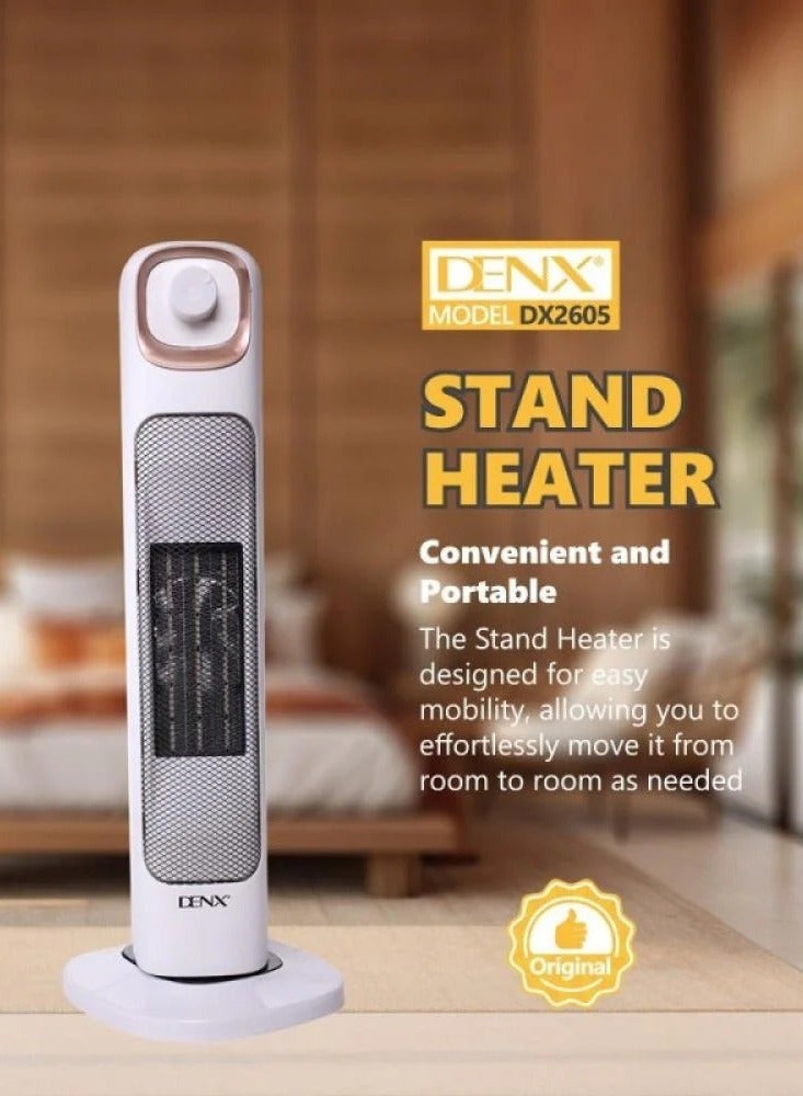 DENX DX2605 Stand Heater – 45° Rotating Base, Adjustable Thermostat, Stylish & Portable Design - Image 2