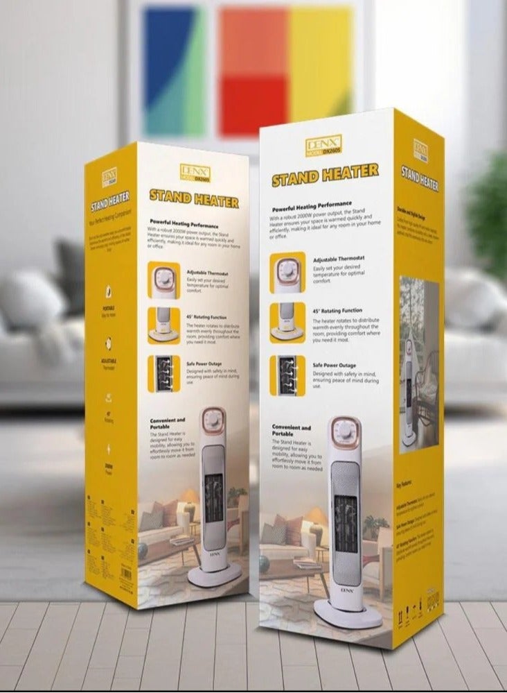 DENX DX2605 Stand Heater – 45° Rotating Base, Adjustable Thermostat, Stylish & Portable Design - Image 4