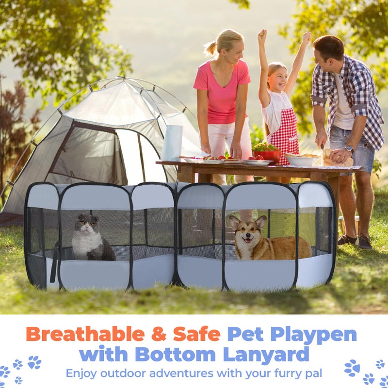EighteenTek 2-in-1 XLarge Pop Up Dog Playpen, Cat Puppy Pet Playpen, Indoor Outdoor Cats Enclosed, Cat Tent Crate Cage Kennel, Portable Playpen for Kitten and Small Animals(No Divider, Unified Space) - Image 5