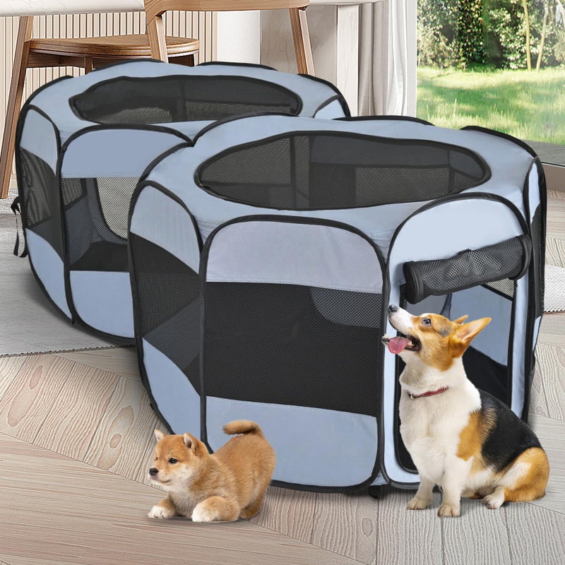 EighteenTek 2-in-1 XLarge Pop Up Dog Playpen, Cat Puppy Pet Playpen, Indoor Outdoor Cats Enclosed, Cat Tent Crate Cage Kennel, Portable Playpen for Kitten and Small Animals(No Divider, Unified Space) - Image 1