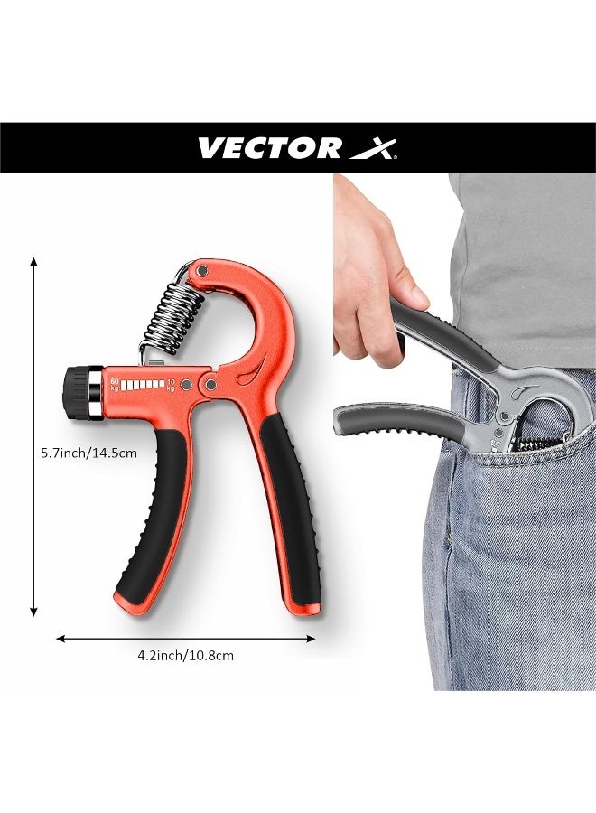 Vector X JF-1112 Adjustable Hand Grip Strengthener for Muscle Building Secure Hand Grip Orange - Image 5