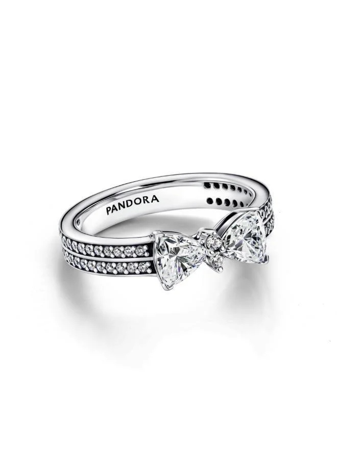 PANDORA Sparkling Bow Double-row Ring