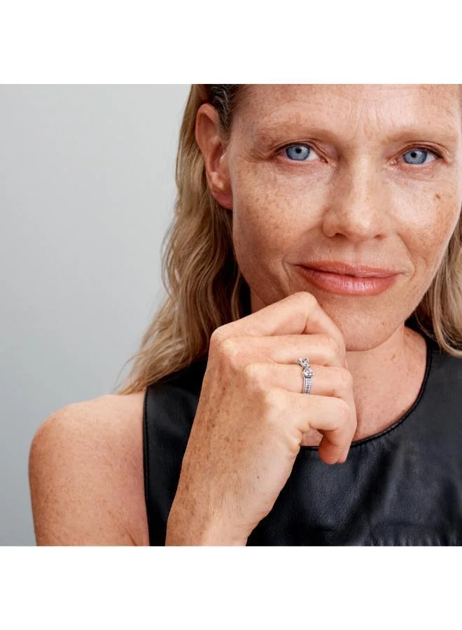 PANDORA  Sparkling Bow Double-row Ring for Women | Best Price UAE