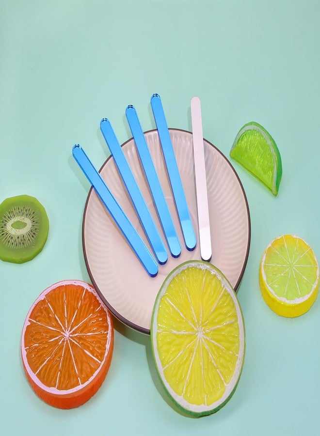 ONLYKXY 20pcs Ice Cream Stick Reusable 4.5inch Mini Acrylic Cakesicle Stick for DIY Crafts Candy Cake Mold Home Party Plant Labels Hair Removal Waxing Mixing Fudge (Glitter Blue) - Image 3