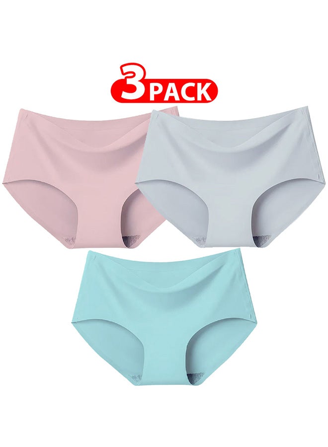 3 Packs Women's Small Size Underwear Silk Women Lingerie Seamless Women High Rise Underwear Multicolour/L(waist 64-72/Weight 55~65kg)