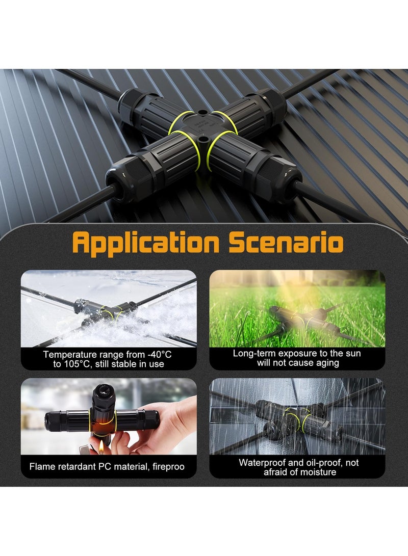 SOLARAE Junction Box 4 Way 3Pin IP68 Waterproof Cable Connector Screwless Underground Wire Connector P25 for Ø5-9mm Wire Range(AC 450V, 16A) Suitable for Extension Cord repair Kit - Image 2