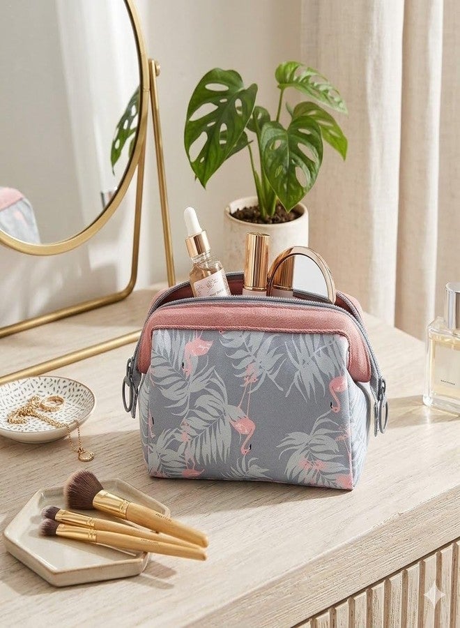 AASHRIT Naylon Cosmetic Toiletry Makeup Pouch with Portable Travel Multipurpose Water-Resistant Zipper Makeup Brush Bags - Flamingo ASPF-25 - Image 1