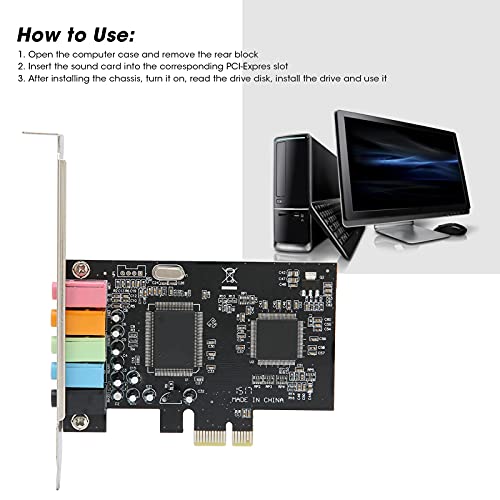 PUSOKEI PCIE Sound Card, 6channel Stereo Desktop Sound Card, 3D Stereo PCIe Audio Card,suitable for 7/Vista/ 32/64bit PC computers - Image 5