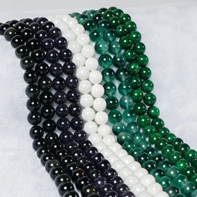 Anjpuy 8mm Natural Blackish Green Chalcedony Round Bead - 45PCS Bulk Gemstone Beads for Jewelry Making, DIY Bracelets, Necklaces - Includes Crystal Stretch Cord - Stone Beads for Crafting Gifts - Image 4