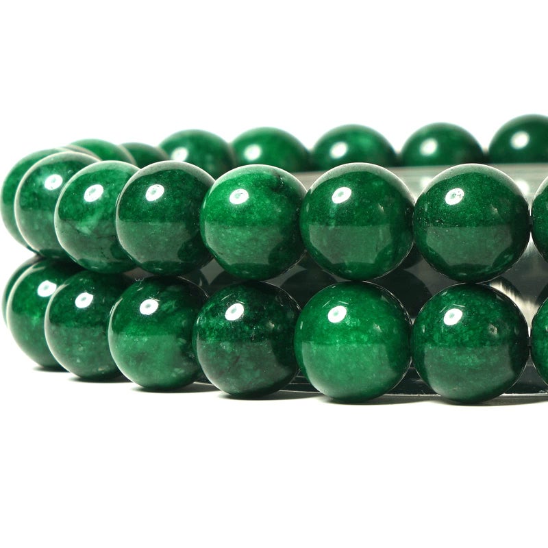Anjpuy 8mm Natural Blackish Green Chalcedony Round Bead - 45PCS Bulk Gemstone Beads for Jewelry Making, DIY Bracelets, Necklaces - Includes Crystal Stretch Cord - Stone Beads for Crafting Gifts - Image 1