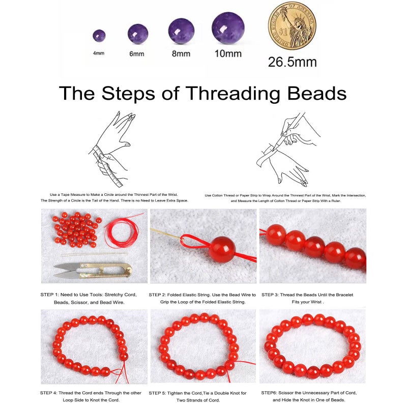 Anjpuy 8mm Natural Blackish Green Chalcedony Round Bead - 45PCS Bulk Gemstone Beads for Jewelry Making, DIY Bracelets, Necklaces - Includes Crystal Stretch Cord - Stone Beads for Crafting Gifts - Image 5