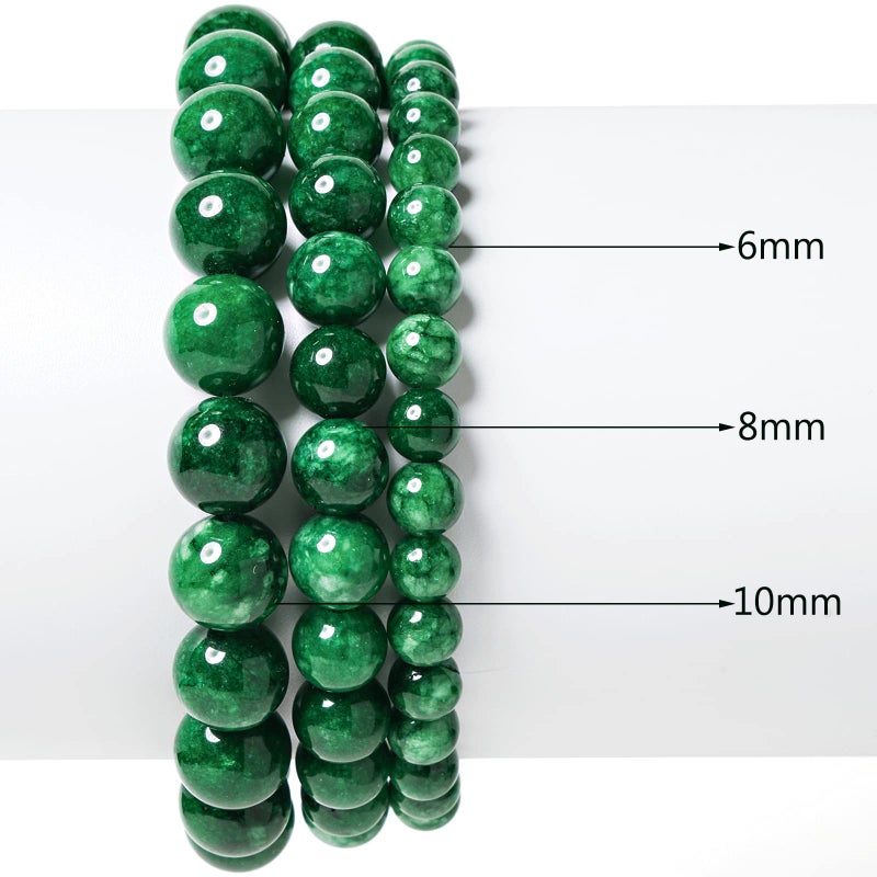Anjpuy 8mm Natural Blackish Green Chalcedony Round Bead - 45PCS Bulk Gemstone Beads for Jewelry Making, DIY Bracelets, Necklaces - Includes Crystal Stretch Cord - Stone Beads for Crafting Gifts - Image 3