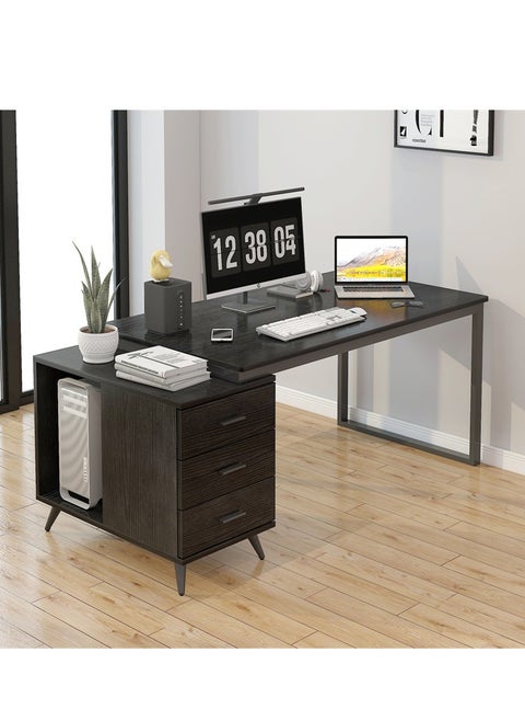 Computer Table Home Office Desk Table Computer Study Table, Simple Writing Table,Sturdy Office Table, Computer and Multifunction Table Home Office Workstation with 3 Drawers Black